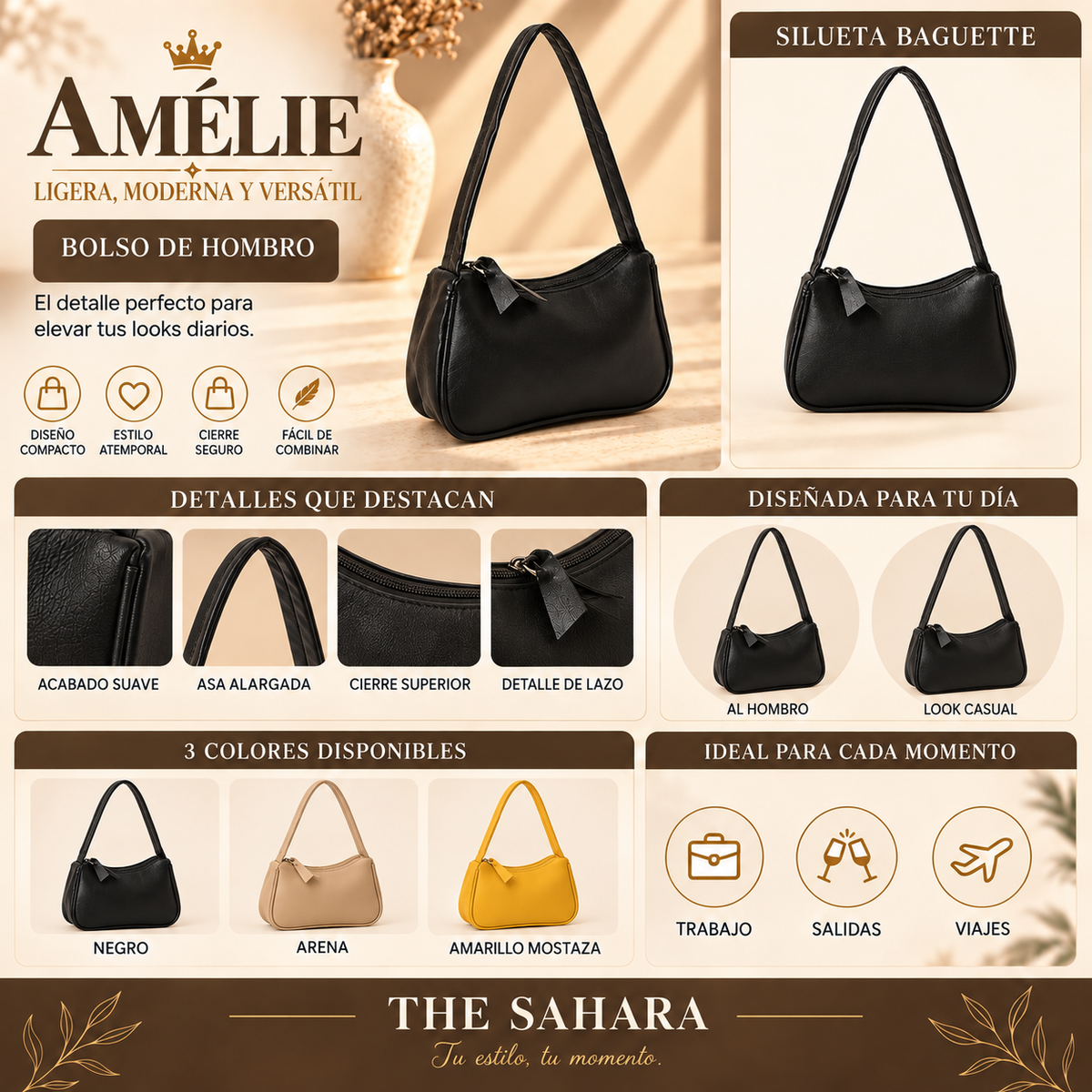 Infografía de la Cartera Amélie THE SAHARA